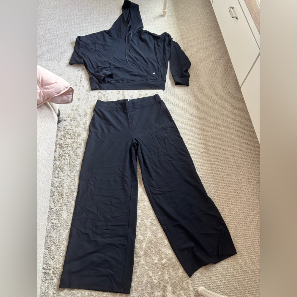 Rhône Women’s XXL Ripple Black Women's Wide Leg Pants and Hoodie